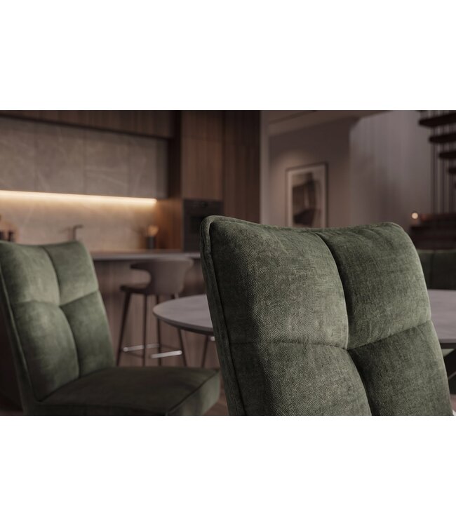 Invicta Interior Draaibare stoel LUGANO 360° auto-return 150 kg laadvermogen veerkern velours fluweel mosgroen zwart - 49070