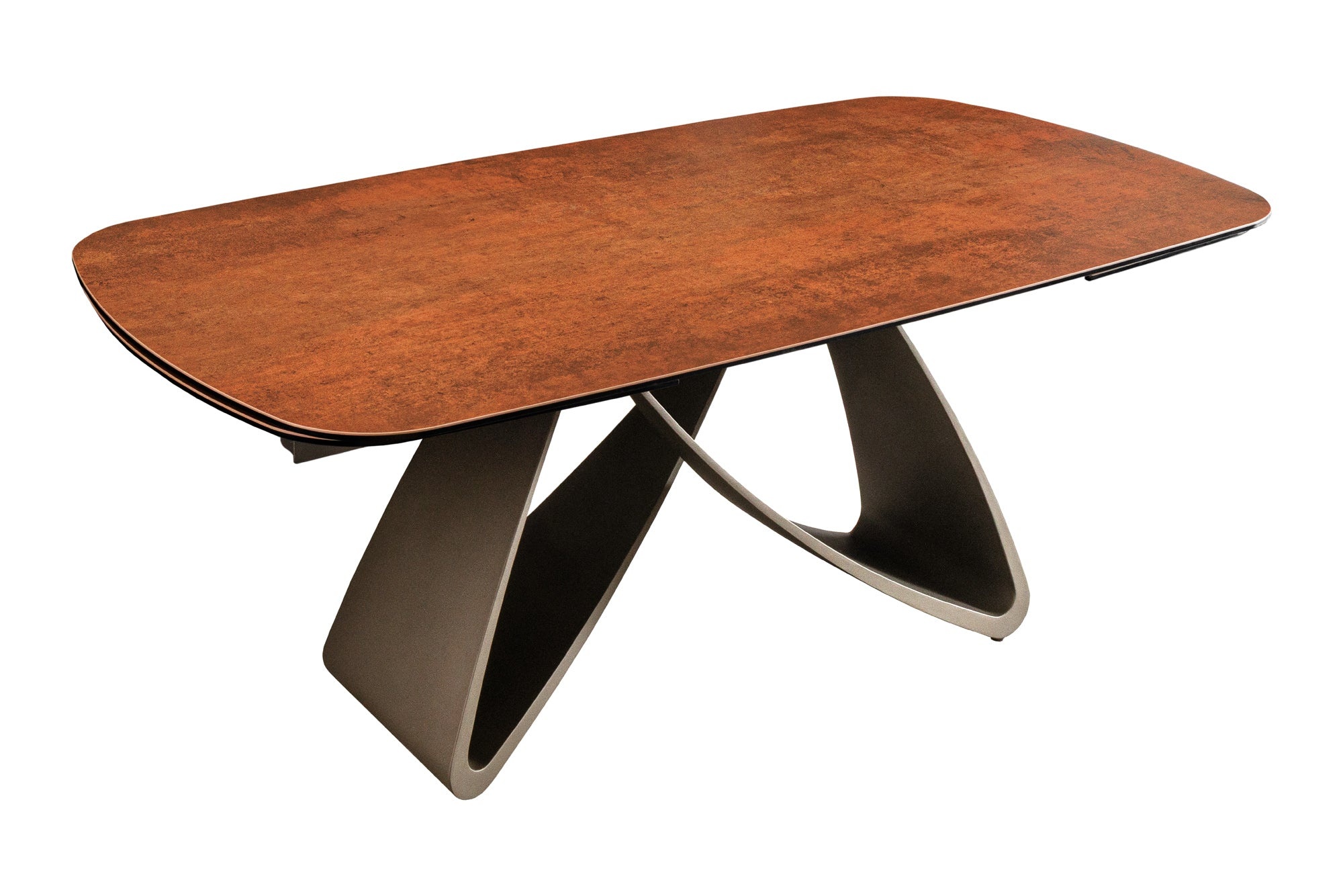 Eettafel INFINITY 180-220-260cm bootsvormig uitschuifbaar Spaans keramiek roestbruin - 49074