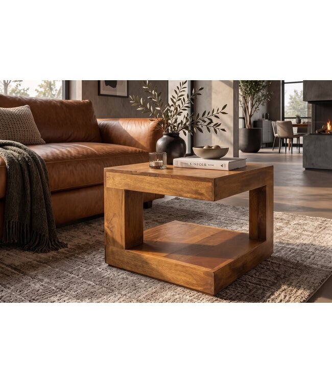 Invicta Interior Salontafel GIANT 45cm met opbergruimte mangohout bruin honeyfinish - 49085