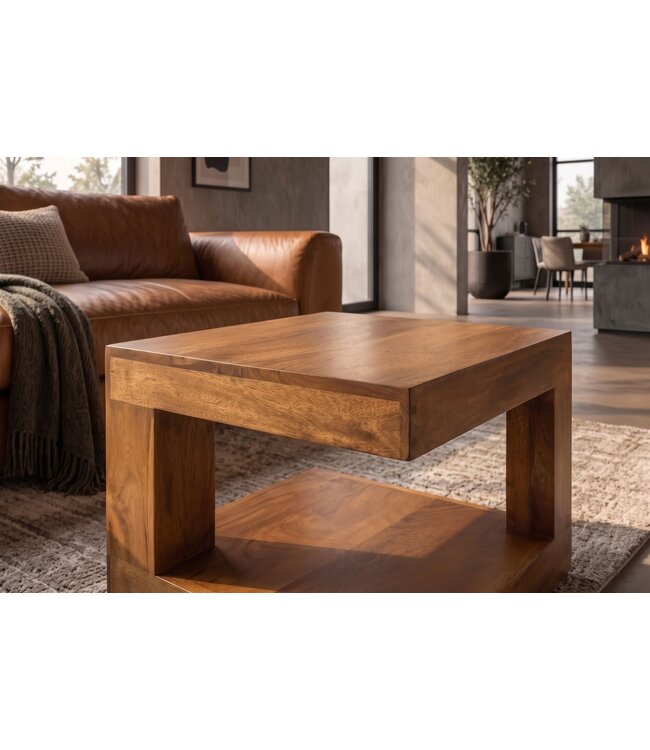 Invicta Interior Salontafel GIANT 45cm met opbergruimte mangohout bruin honeyfinish - 49085