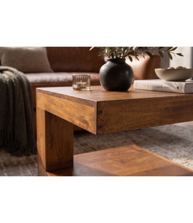 Invicta Interior Salontafel GIANT 45cm met opbergruimte mangohout bruin honeyfinish - 49085