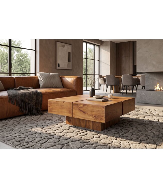 Invicta Interior Salontafel BOLT 70cm mangohout bruin honingafwerking - 49086