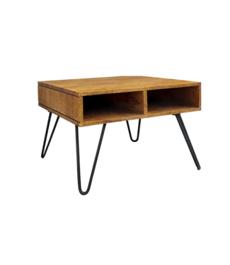 Invicta Interior Salontafel SCORPION 60cm met opbergruimte en hairpin poten mangohout bruin honing afwerking - 49087