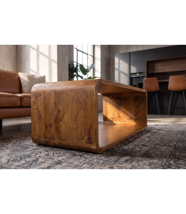 Invicta Interior Salontafel CUBUS 100cm met opbergvak mangohout bruin honing afwerking - 49089