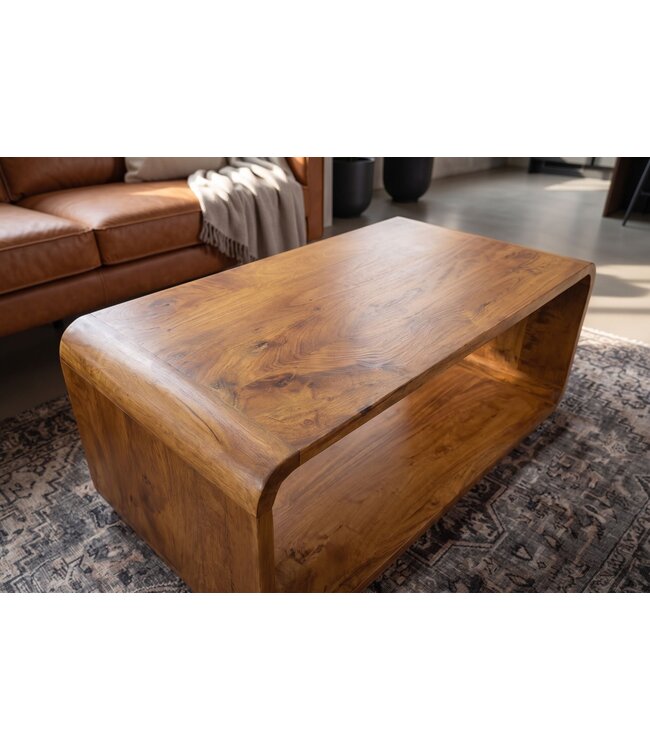 Invicta Interior Salontafel CUBUS 100cm met opbergvak mangohout bruin honing afwerking - 49089