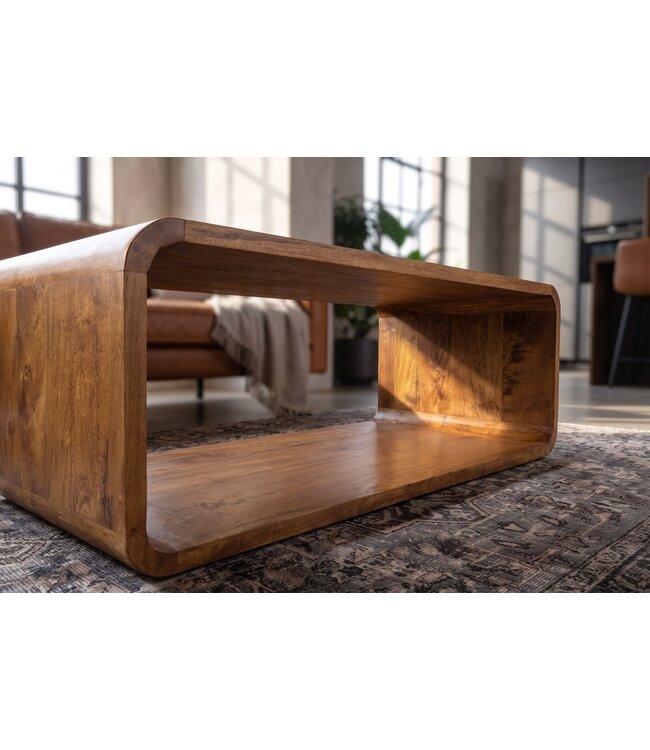 Invicta Interior Salontafel CUBUS 100cm met opbergvak mangohout bruin honing afwerking - 49089