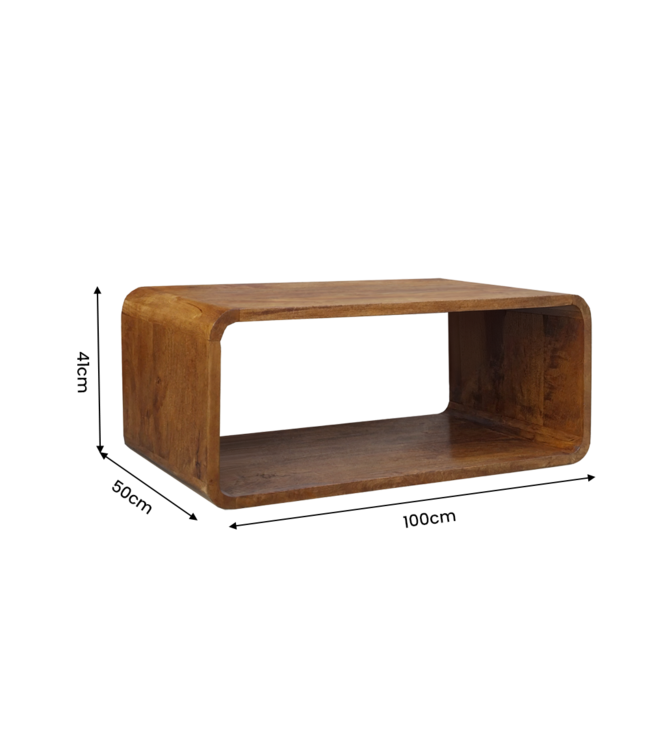 Invicta Interior Salontafel CUBUS 100cm met opbergvak mangohout bruin honing afwerking - 49089
