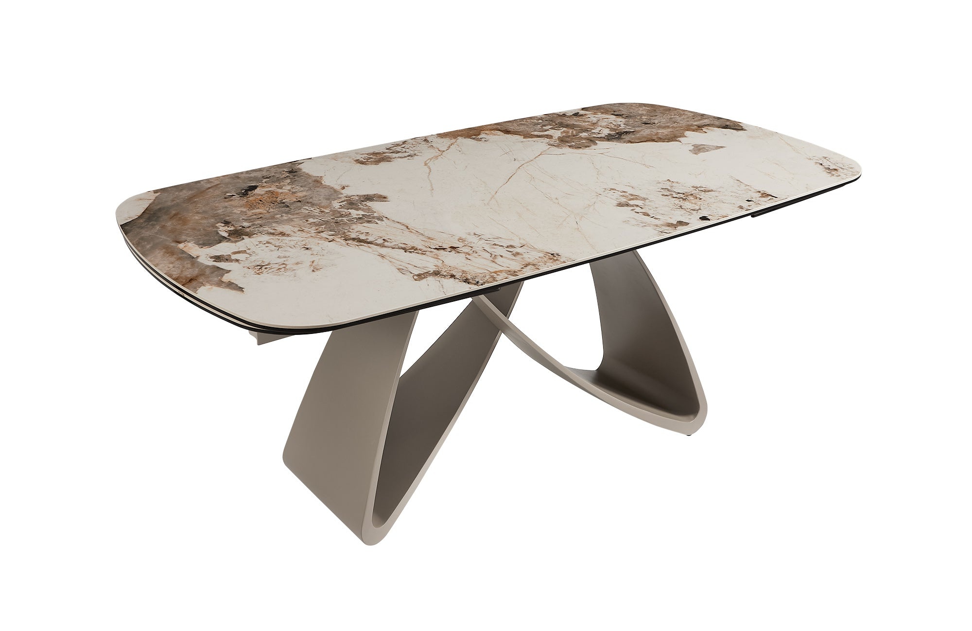 Eettafel INFINITY 180-220-260cm bootvormig uitschuifbaar pandora keramiek wit bruin - 49194