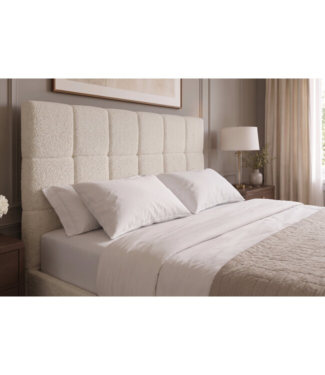Invicta Interior Bed PRESTIGE 140x200cm met opbergruimte en lattenbodem bouclé crème - 49205