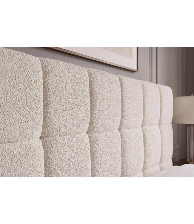 Invicta Interior Bed PRESTIGE 140x200cm met opbergruimte en lattenbodem bouclé crème - 49205