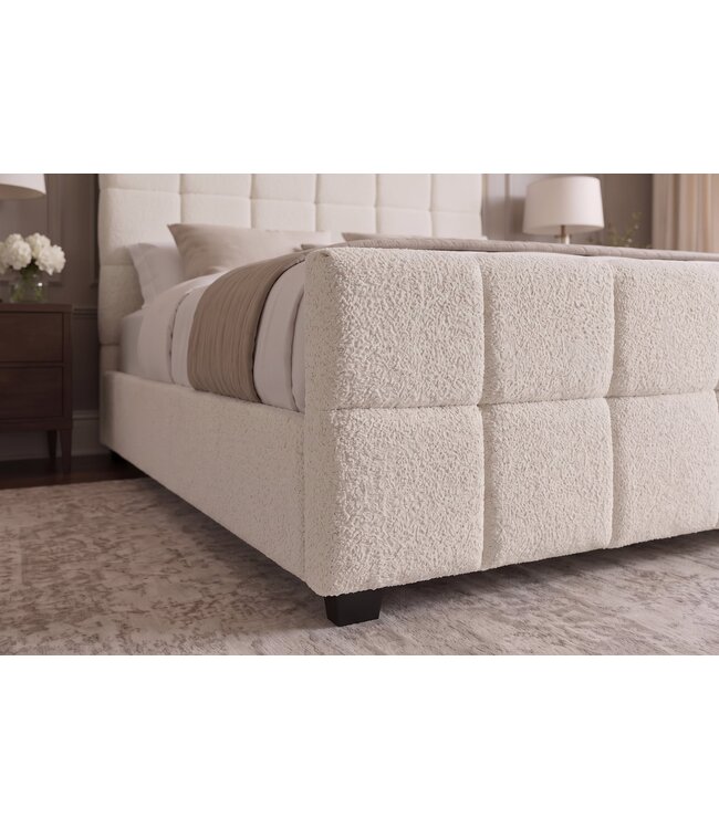 Invicta Interior Bed PRESTIGE 140x200cm met opbergruimte en lattenbodem bouclé crème - 49205