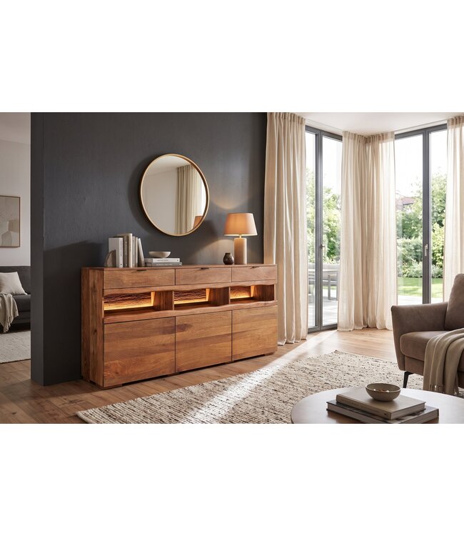 Invicta Interior Dressoir GRAND MANGO 180cm mangohout bruin met afstandsbediening LED-verlichting - 49212
