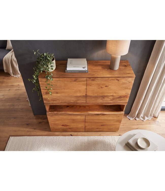 Invicta Interior Highboard GRAND MANGO 120cm mangohout bruin met afstandsbediening LED-verlichting - 49213