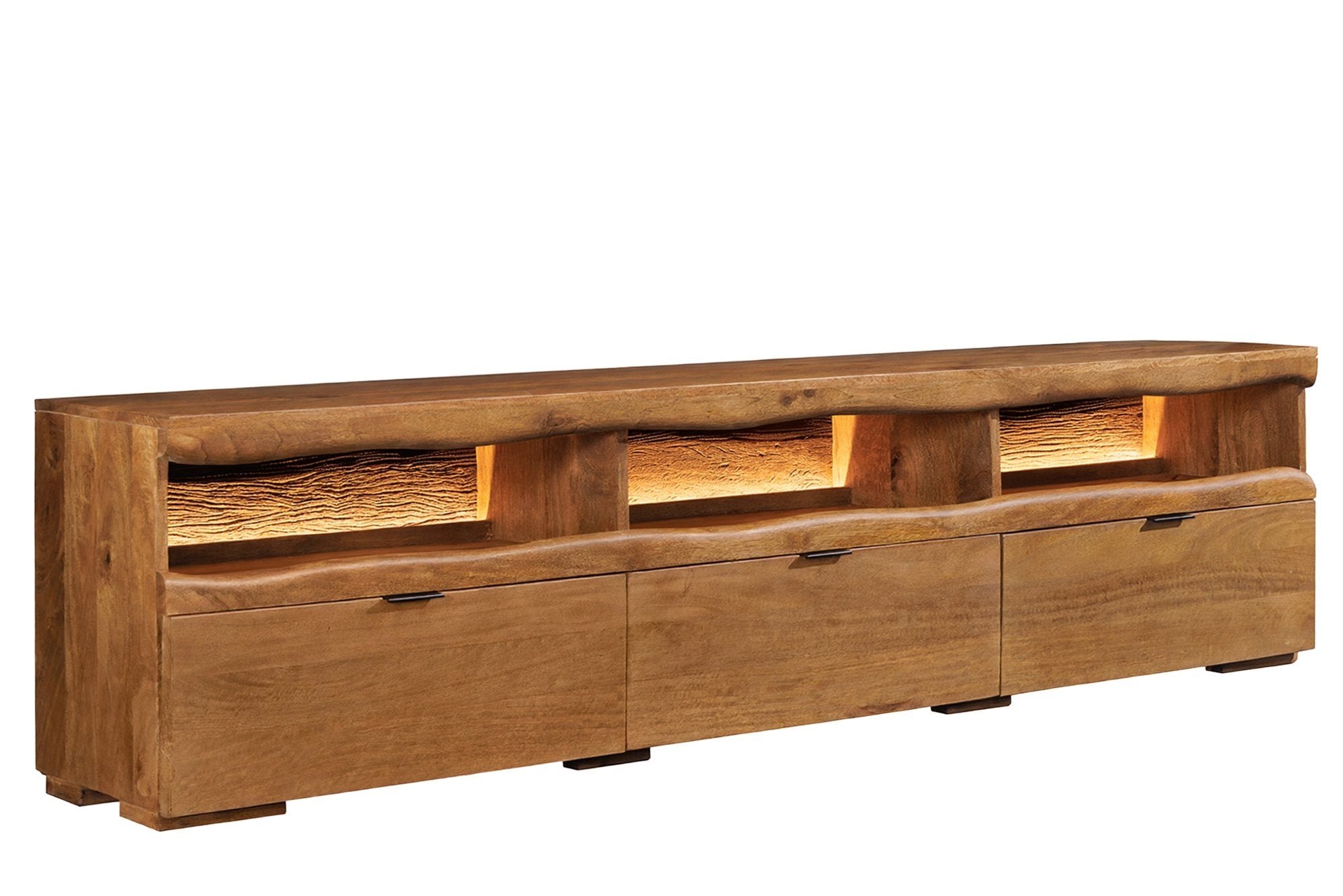 TV-meubel GRAND MANGO 180cm mangohout bruin met afstandsbediening LED-verlichting - 49214