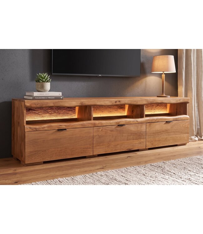 Invicta Interior TV-meubel GRAND MANGO 180cm mangohout bruin met afstandsbediening LED-verlichting - 49214