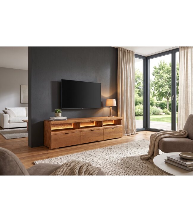 Invicta Interior TV-meubel GRAND MANGO 180cm mangohout bruin met afstandsbediening LED-verlichting - 49214