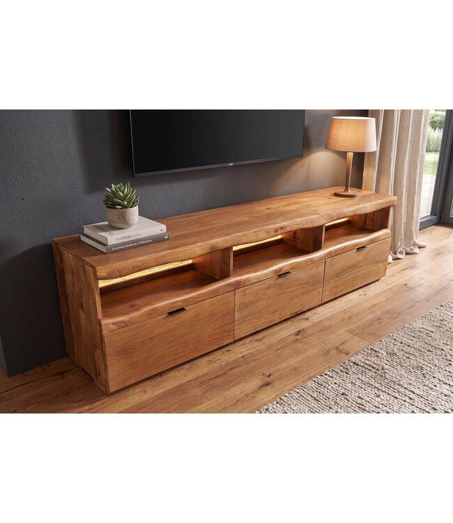 Invicta Interior TV-meubel GRAND MANGO 180cm mangohout bruin met afstandsbediening LED-verlichting - 49214