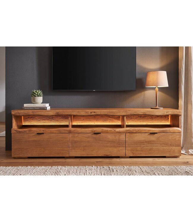 Invicta Interior TV-meubel GRAND MANGO 180cm mangohout bruin met afstandsbediening LED-verlichting - 49214