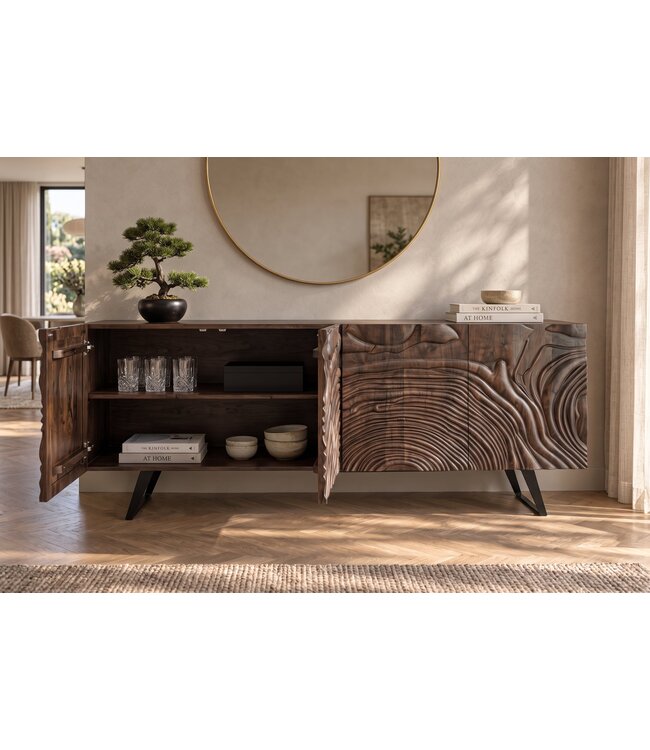 Invicta Interior Dressoir FLUID 175cm 3D mangohout bruin - 49225