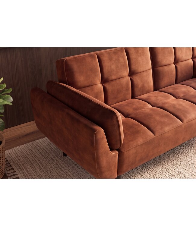 Invicta Interior Slaapbank BOUTIQUE 215cm 3-zits fluweel roestbruin - 49248