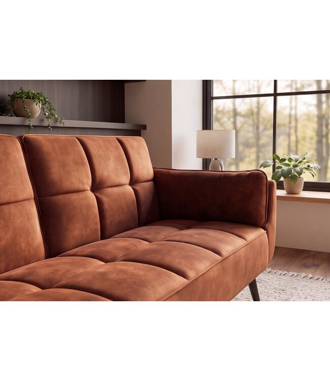 Invicta Interior Slaapbank BOUTIQUE 215cm 3-zits fluweel roestbruin - 49248