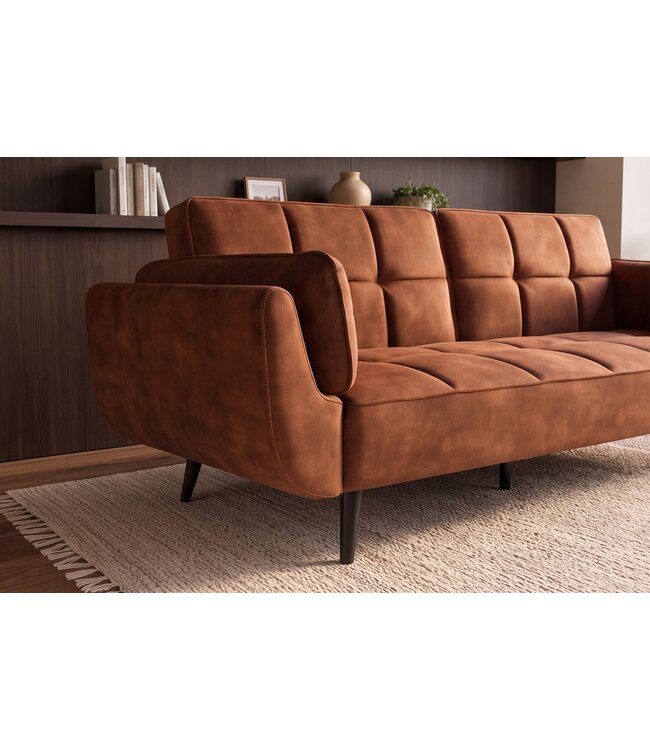 Invicta Interior Slaapbank BOUTIQUE 215cm 3-zits fluweel roestbruin - 49248