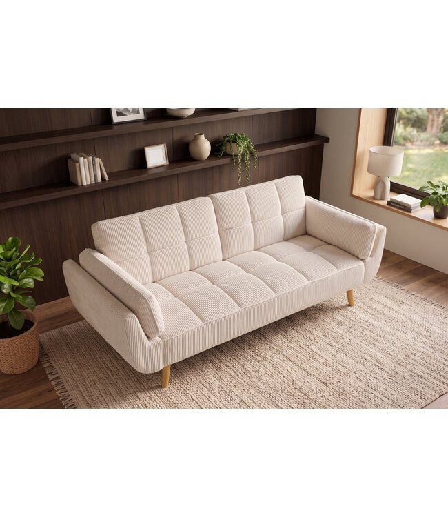 Invicta Interior Slaapbank BOUTIQUE 215cm 3-zits cord beige - 49249