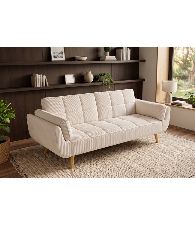 Invicta Interior Slaapbank BOUTIQUE 215cm 3-zits cord beige - 49249
