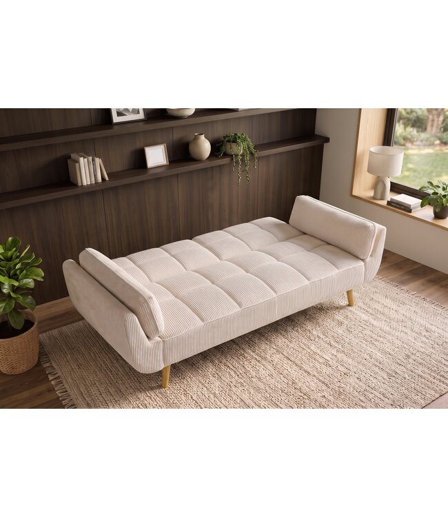 Invicta Interior Slaapbank BOUTIQUE 215cm 3-zits cord beige - 49249