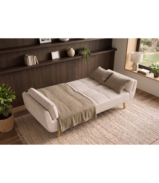 Invicta Interior Slaapbank BOUTIQUE 215cm 3-zits cord beige - 49249