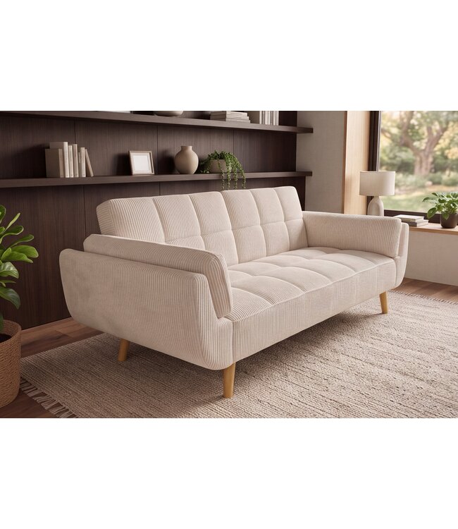 Invicta Interior Slaapbank BOUTIQUE 215cm 3-zits cord beige - 49249