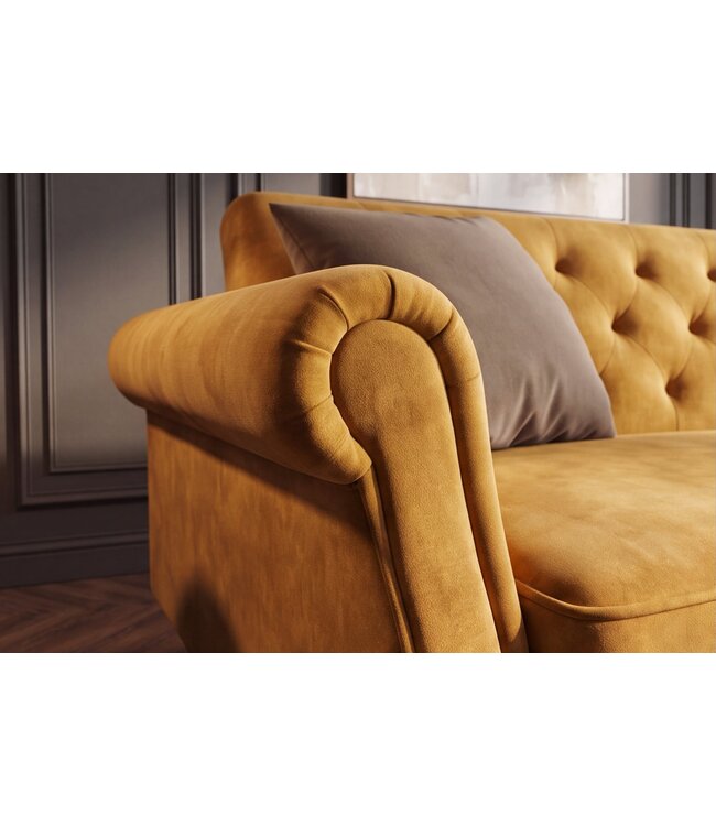 Invicta Interior Slaapbank MAISON BELLE AFFAIRE 220cm fluweel mosterdgeel - 49250