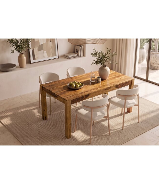 Invicta Interior Uitschuifbare eettafel MAKASSAR 160-240cm sheesham hout bruin stone finish - 49319