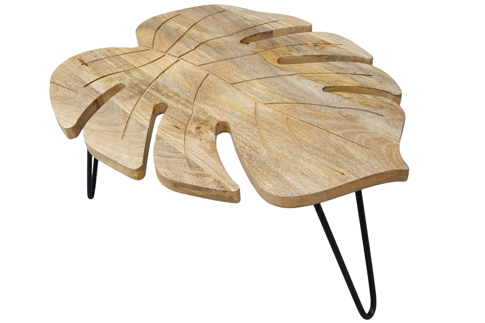 Koffietafel LEAF 75cm met haarpinpoten mangohout naturel - 49346