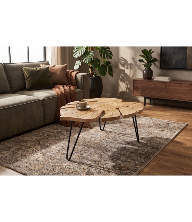Invicta Interior Koffietafel LEAF 75cm met haarpinpoten mangohout naturel - 49346