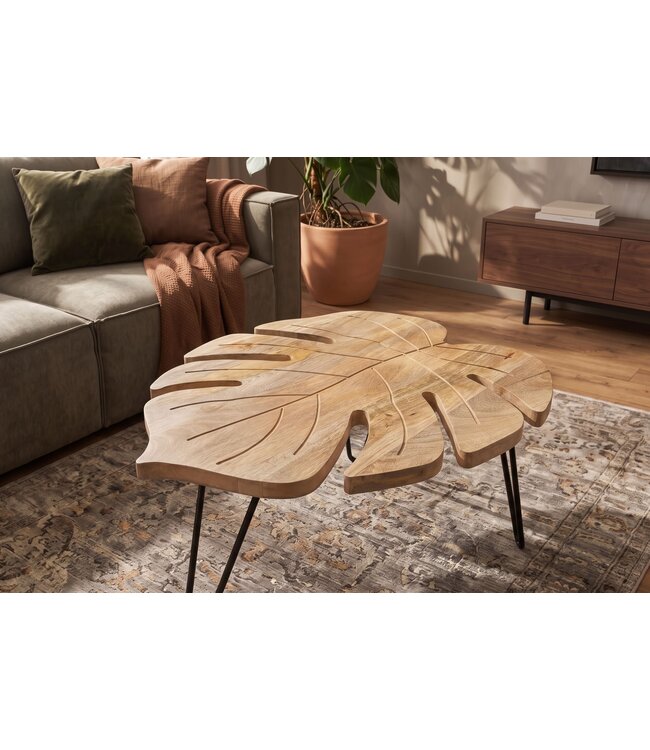 Invicta Interior Koffietafel LEAF 75cm met haarpinpoten mangohout naturel - 49346