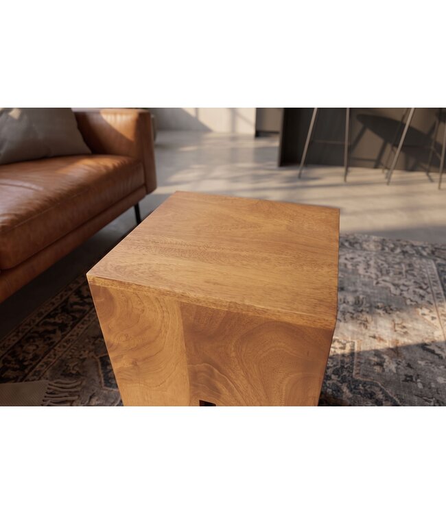 Invicta Interior Bijzettafel CASTLE 45cm mangohout bruin honing afwerking - 49347