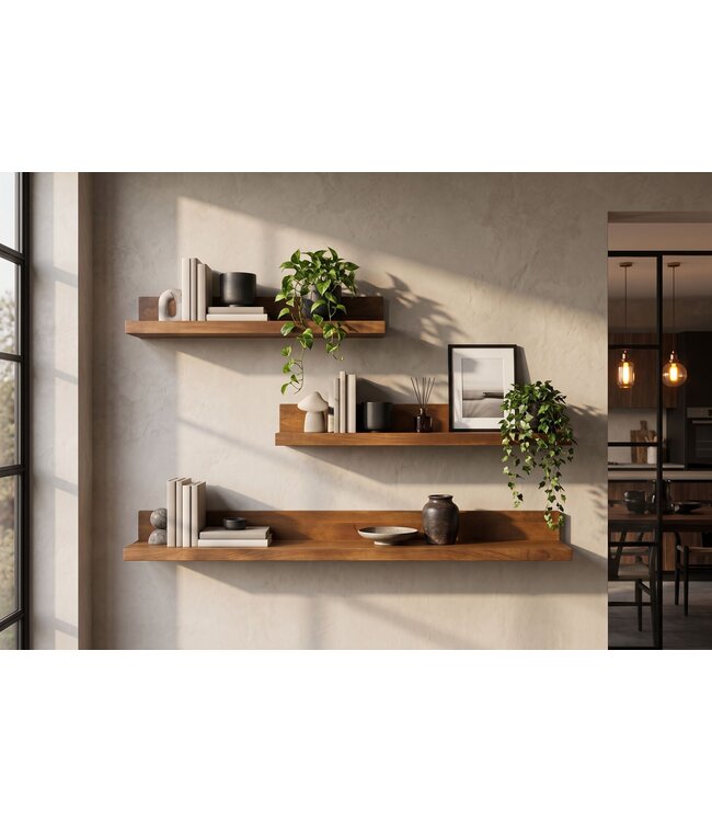 Invicta Interior Wandplank MAKASSAR 110cm mangohout bruin honing afwerking - 49350