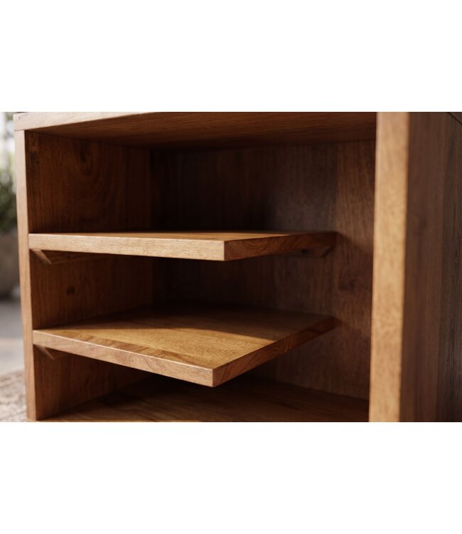 Invicta Interior Bijzettafel CUBUS 45cm met opbergvak mangohout bruin honing afwerking - 49352