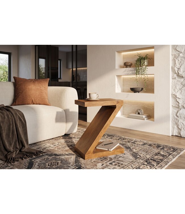 Invicta Interior Bijzettafel Z 60cm mangohout bruin honing afwerking - 49353