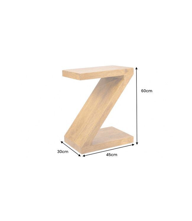 Invicta Interior Bijzettafel Z 60cm mangohout bruin honing afwerking - 49353