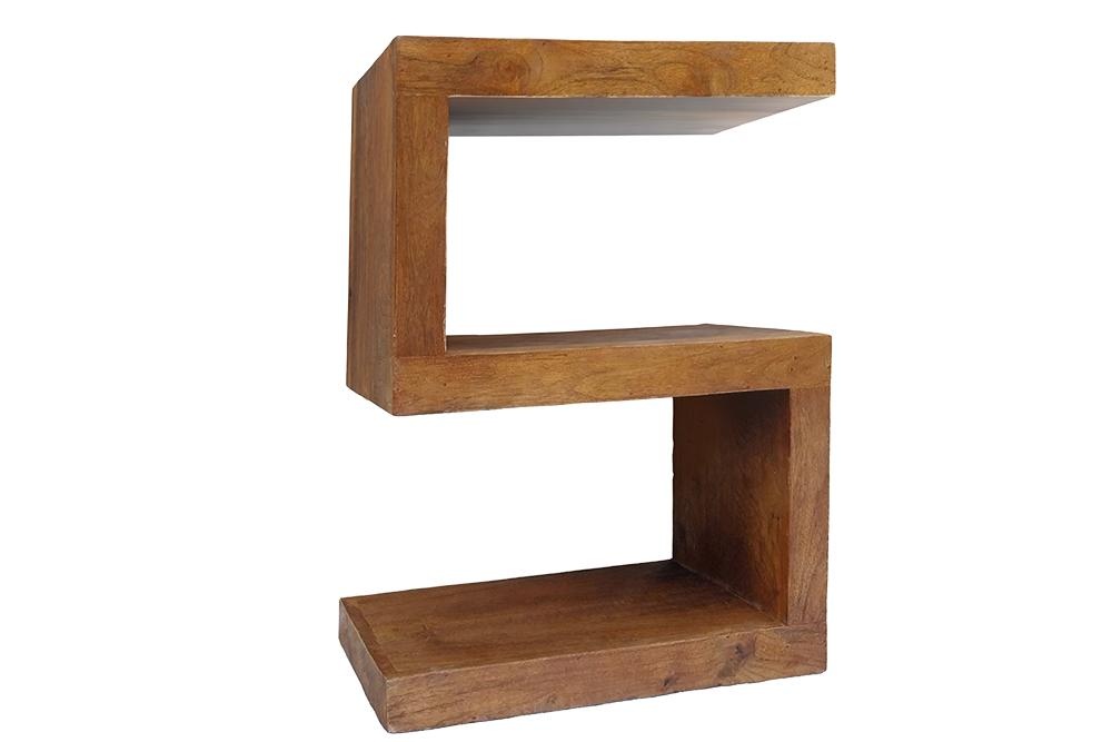 Bijzettafel S 60cm met opbergruimte mangohout bruin honey finish - 49354