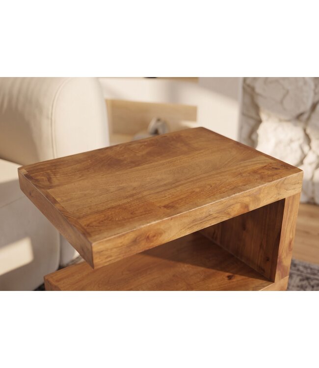 Invicta Interior Bijzettafel S 60cm met opbergruimte mangohout bruin honey finish - 49354