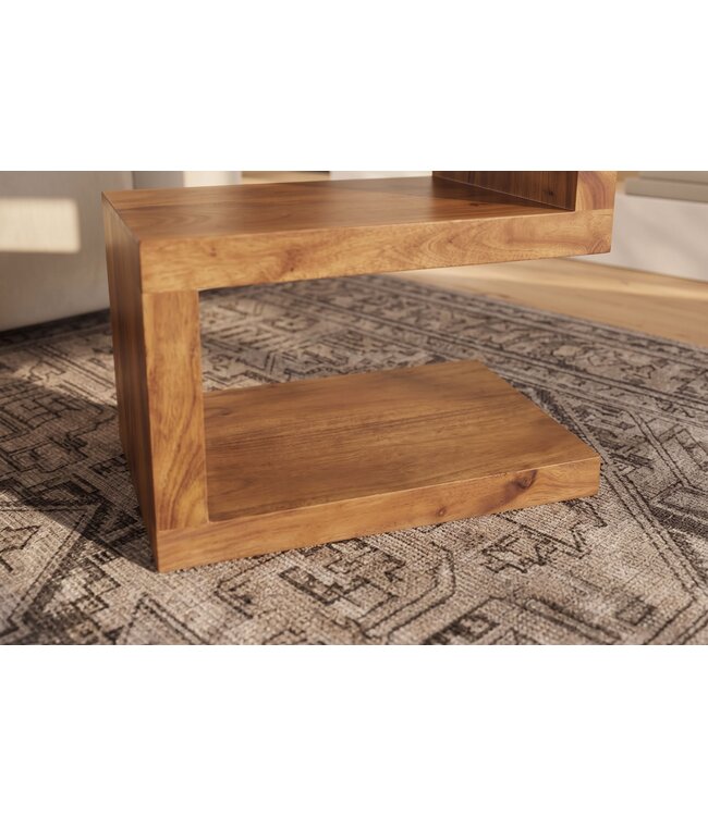 Invicta Interior Bijzettafel S 60cm met opbergruimte mangohout bruin honey finish - 49354