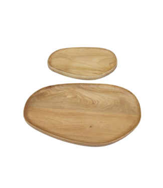 Invicta Interior Dienblad AMAZONAS set van 2 mangohout natuurlijk crèmekleurig afgewerkt - 49356