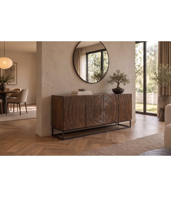 Invicta Interior Dressoir ZEN CIRCLE 160cm 3D mango wood dark brown - 49368
