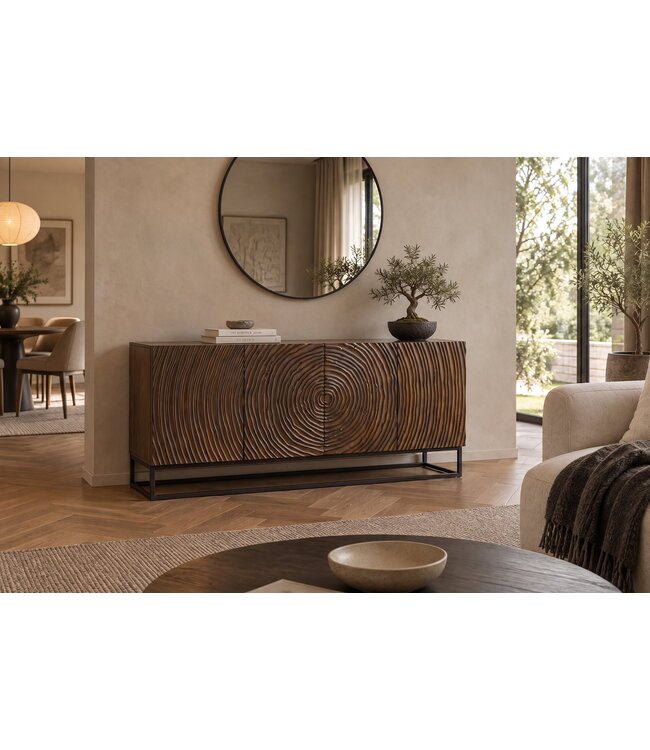 Invicta Interior Dressoir ZEN CIRCLE 160cm 3D mango wood dark brown - 49368