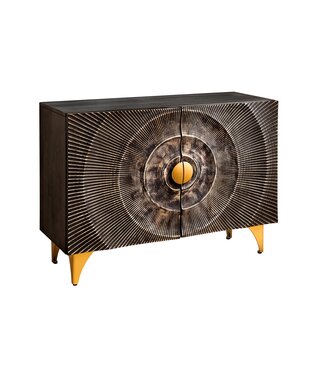 Invicta Interior Dressoir GOLDEN SUNSET 100cm 3D mango wood zwart goud - 49369