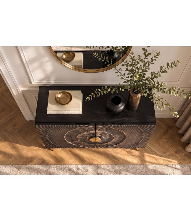 Invicta Interior Dressoir GOLDEN SUNSET 100cm 3D mango wood zwart goud - 49369