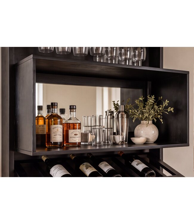 Invicta Interior Barmeubel SCORPION 160cm met spiegel mangohout zwart - 49370